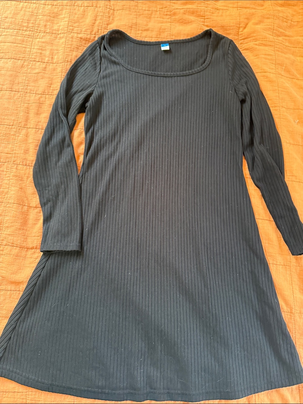 Old Navy Black Ribbed Long-Sleeve Dress